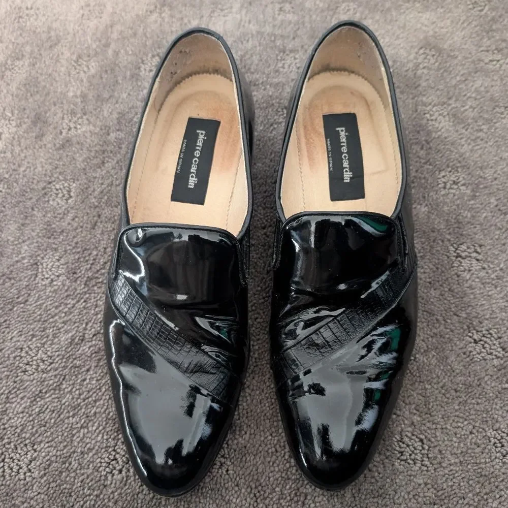 Pierre Cardin Black Patent Leather Men’s Shoes Size 7.5